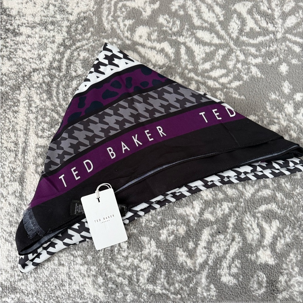 Ted Baker Black and White Houndstooth Scarf